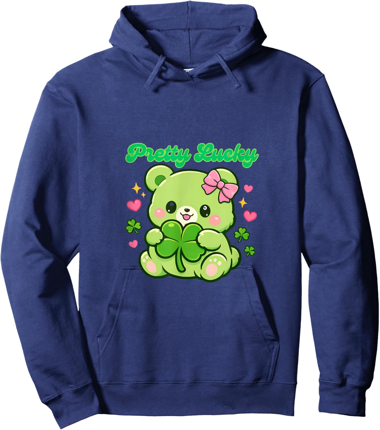 Lucky Clover Kawaii Teddy Bear Cute Design Hoodie - Hoodie | Navy