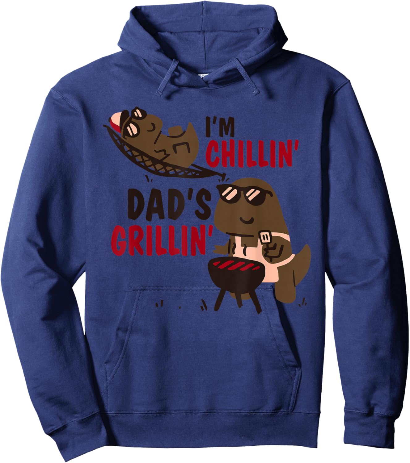 I'm Chillin' Dad's Grillin' Funny Dinosaurs BBQ Hoodie - Hoodie | Navy