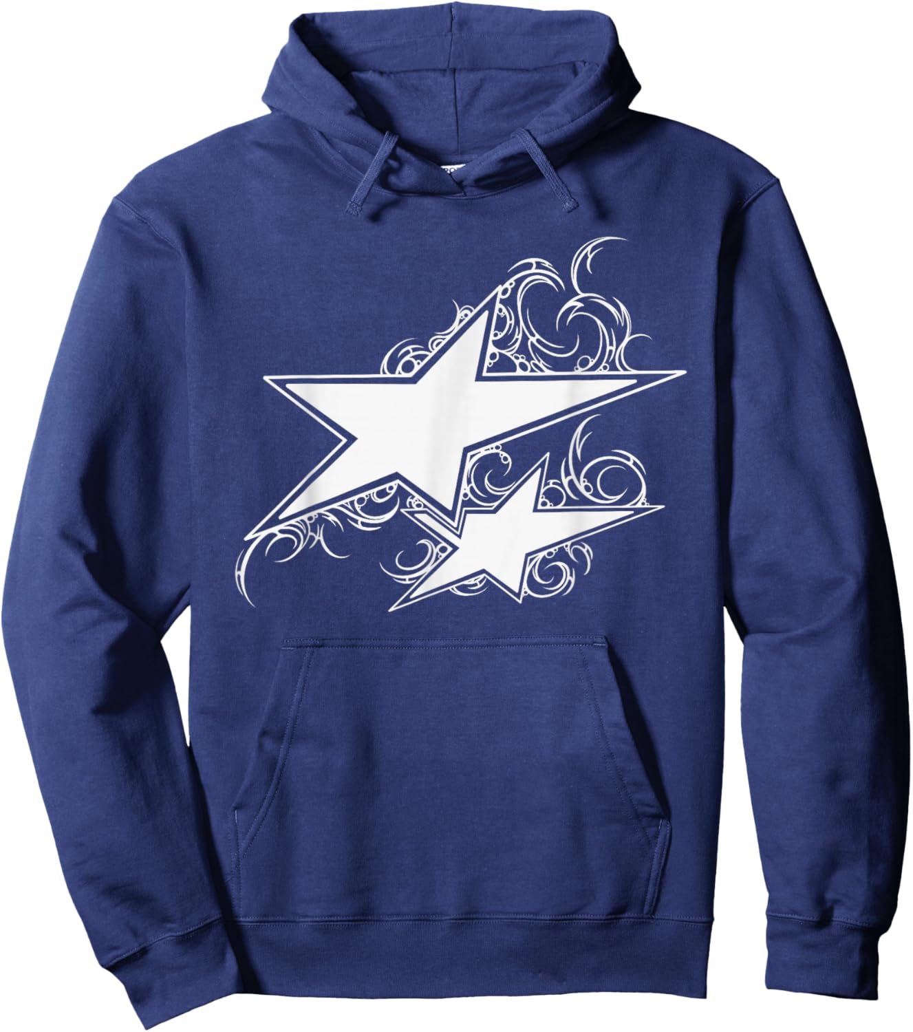 Y2K 90s Tattoo STYL Double Star Hoodie - Hoodie | Navy