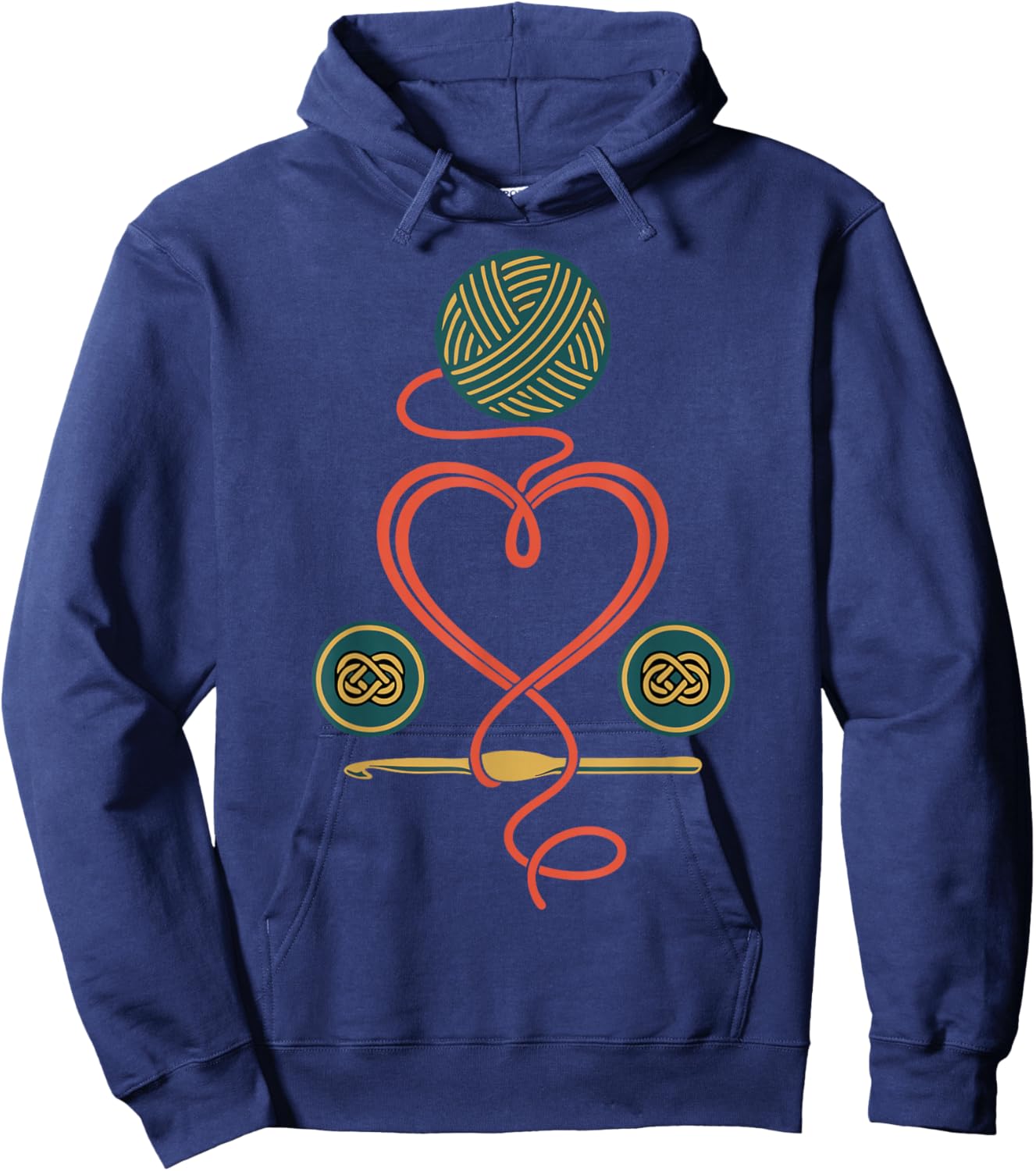 Funny Crochet Heart Yarn Crochet Hook Lovers Hoodie - Hoodie | Navy