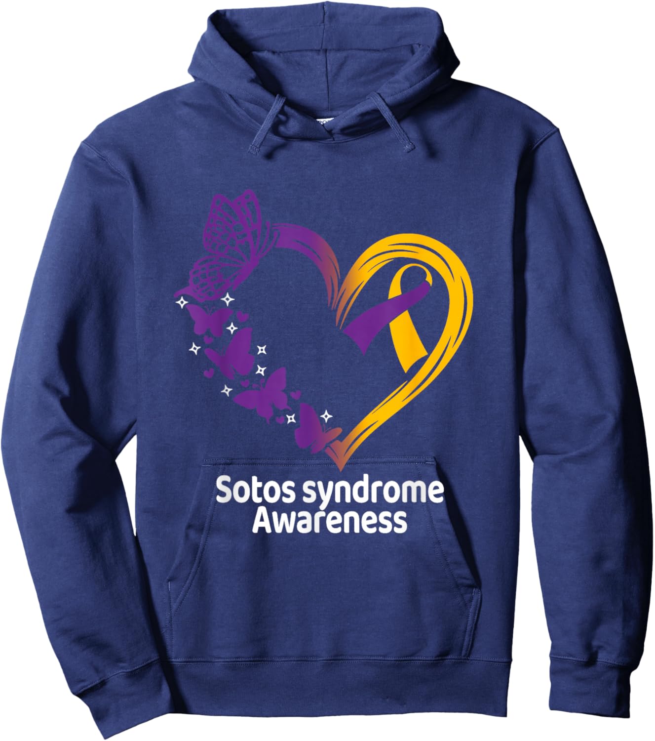 Sotos Syndrome Awareness Heart Butterfly Hoodie - Hoodie | Navy