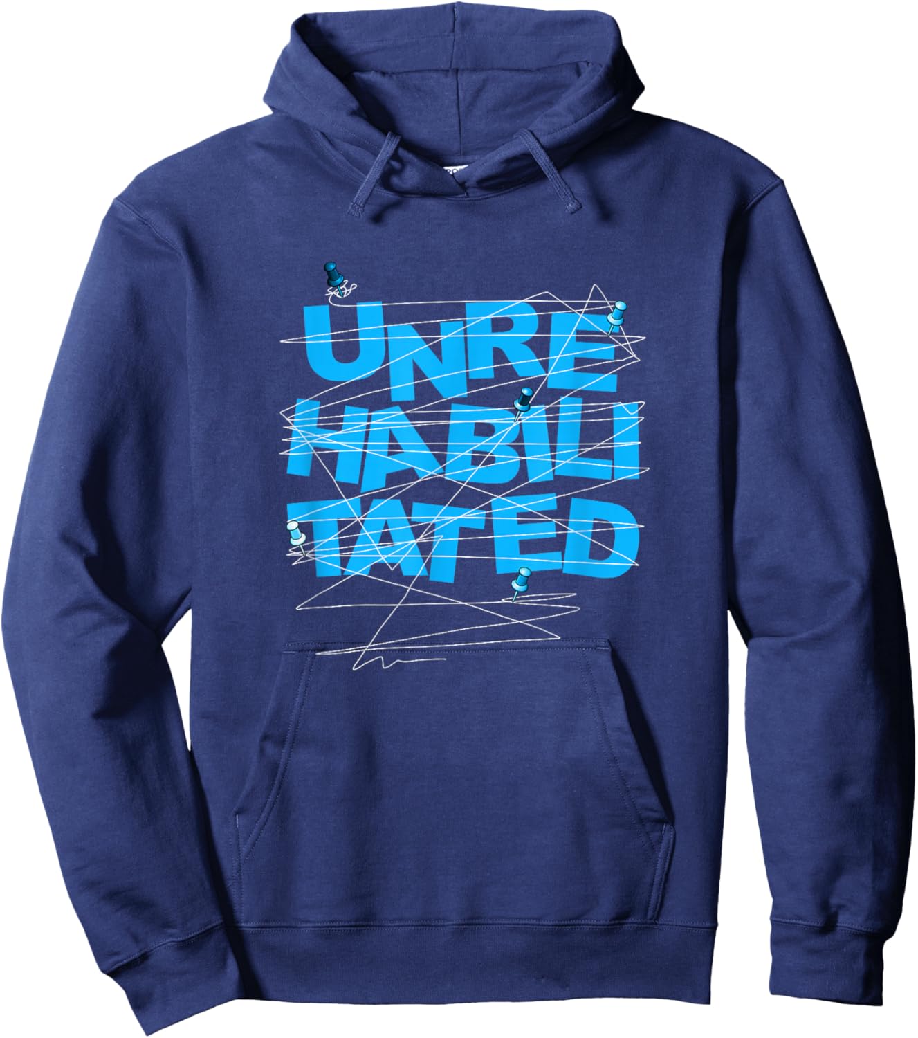 Blue Color Unrehabilitated Blue Graphic Hoodie - Hoodie | Navy