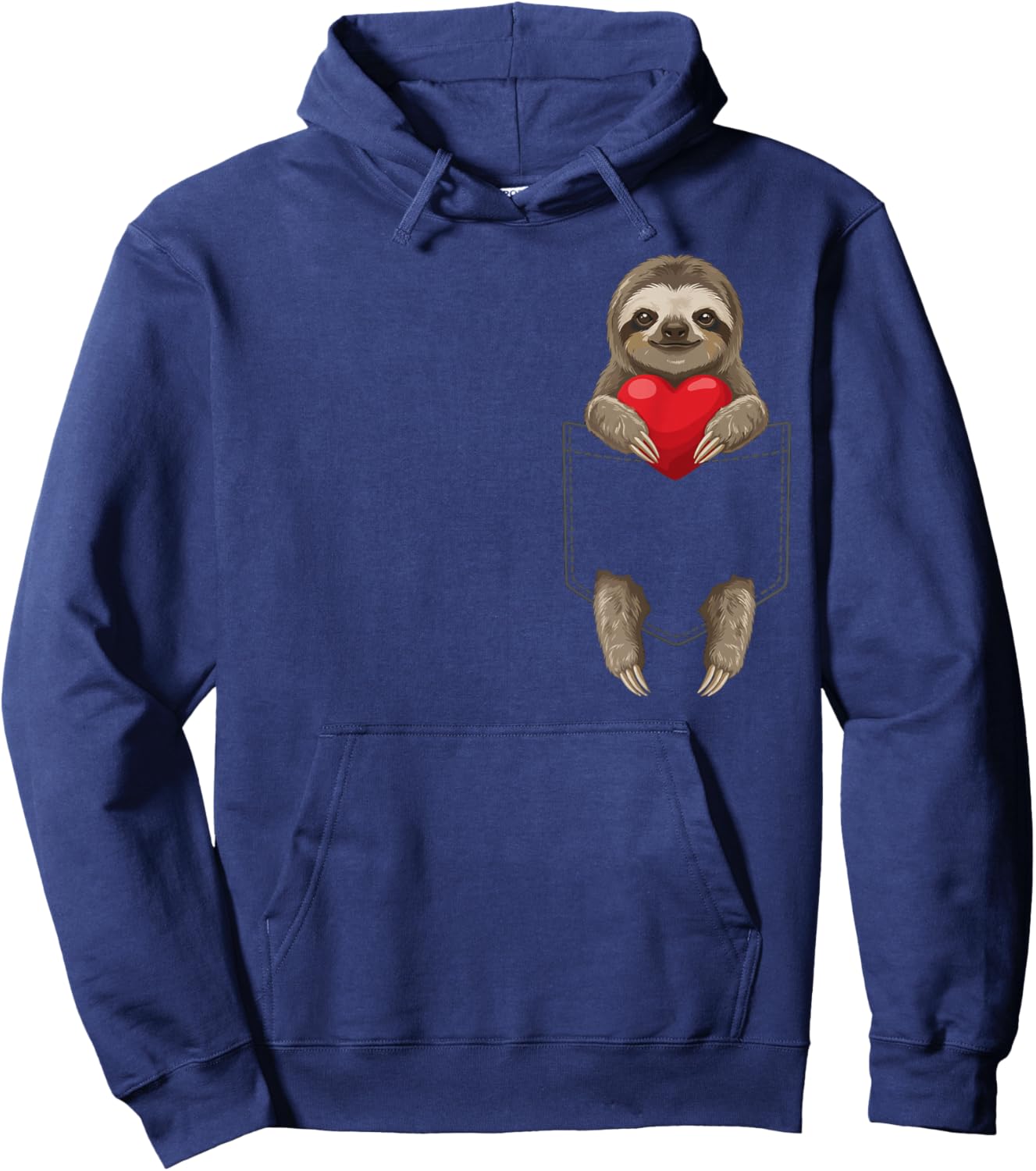 Cute Sloth in Pocket Animal Lover Valentines Hoodie - Hoodie | Navy