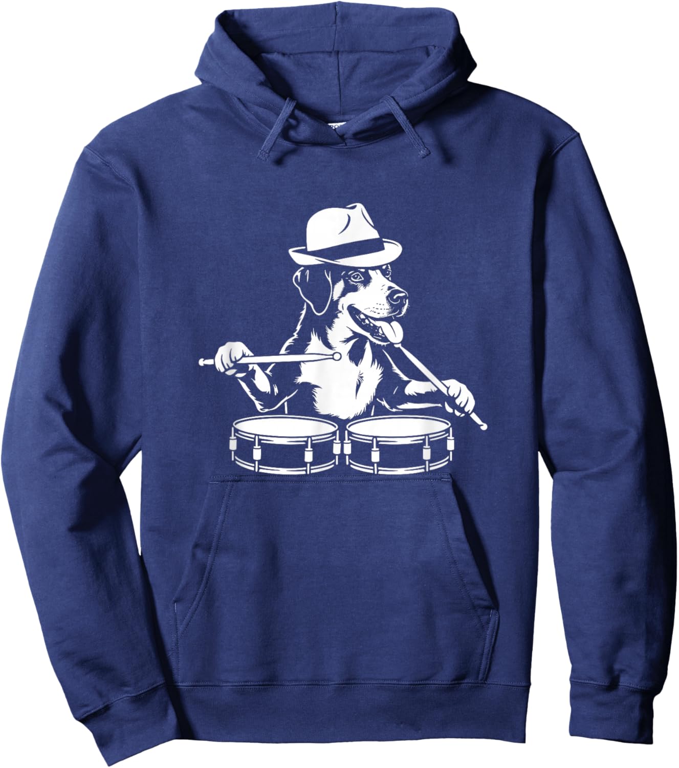 Dog Playing Drums Music Lover Pet Percussion Hoodie - Hoodie | Navy