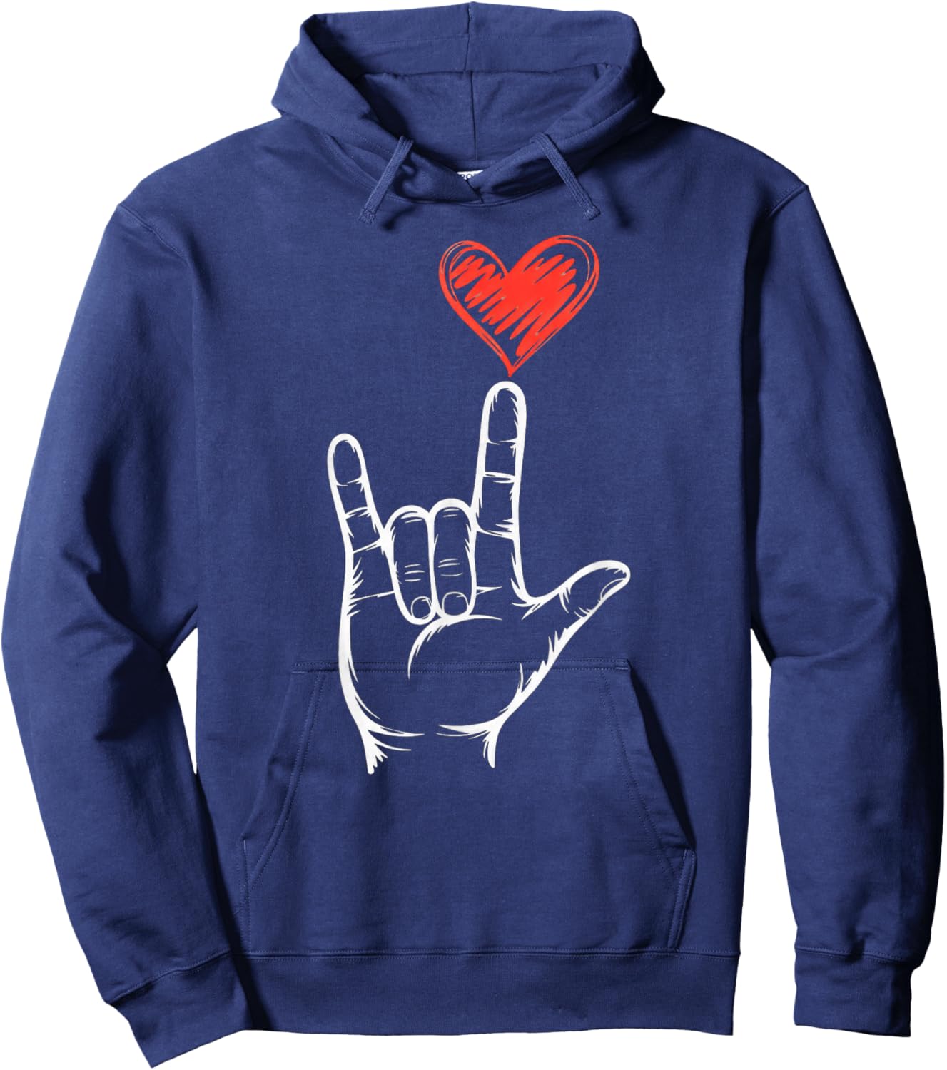 Valentine I Love You Hand Sign Hoodie - Hoodie | Navy