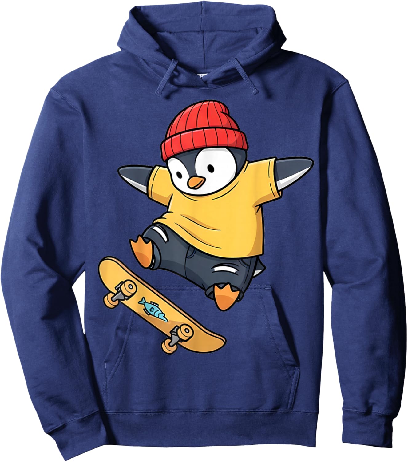 Skateboarding Penguin Skater Cool Animal Hoodie - Hoodie | Navy