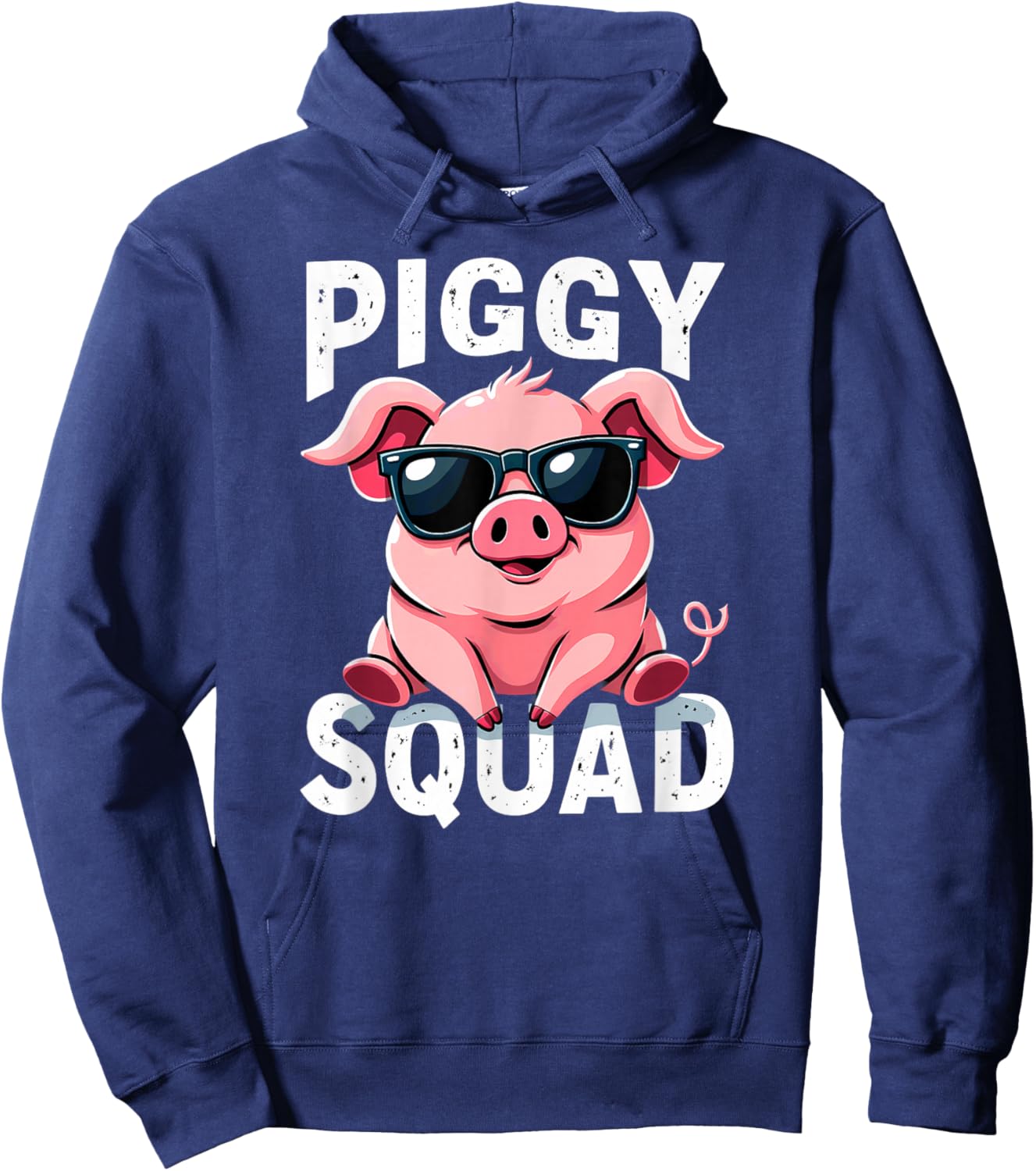 Cute Pig with Sunglasses Piggy Squad Farmer Hoodie - Hoodie | Navy