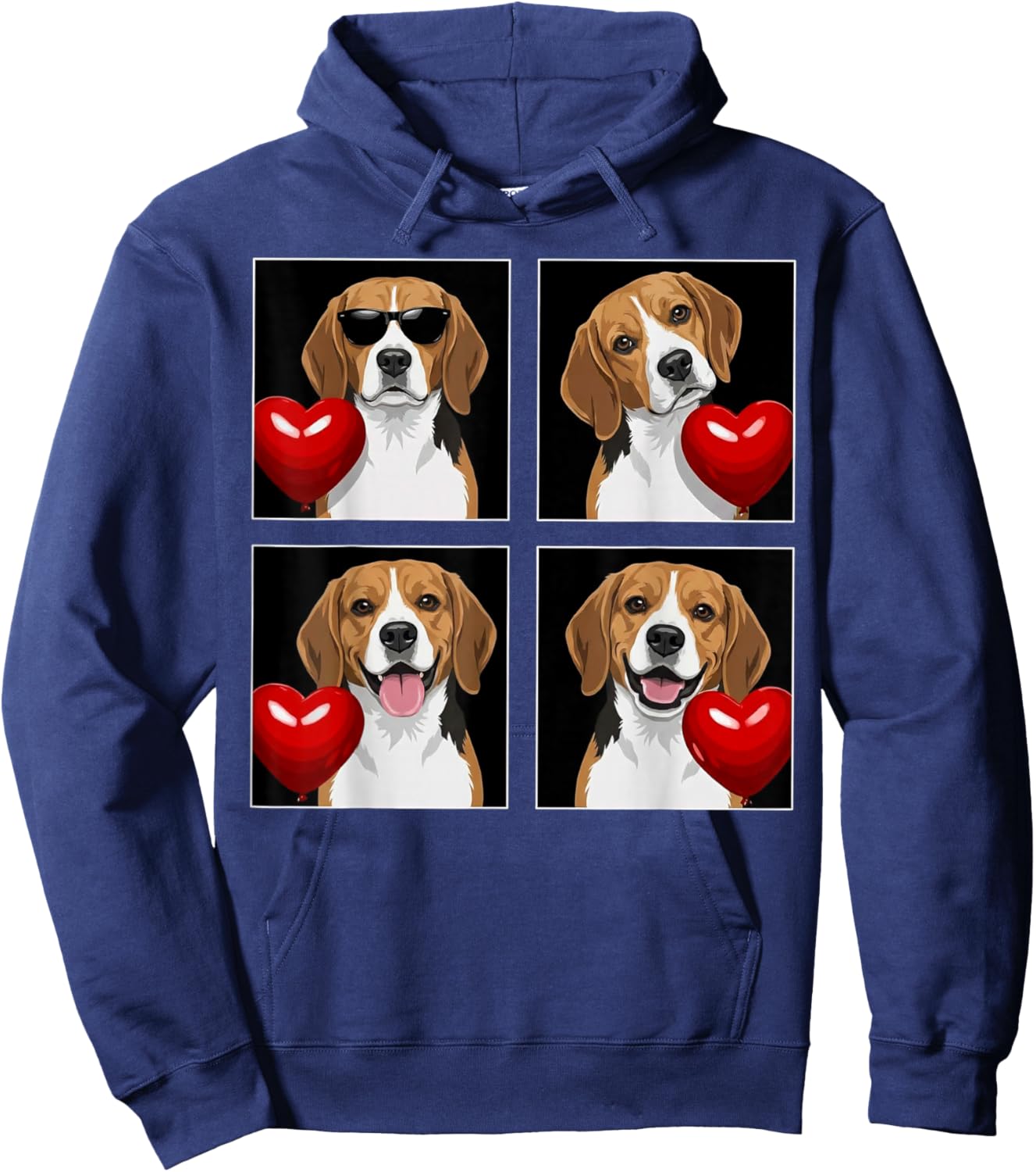 Funny Beagle Photobooth Dog Lover Valentines Hoodie - Hoodie | Navy
