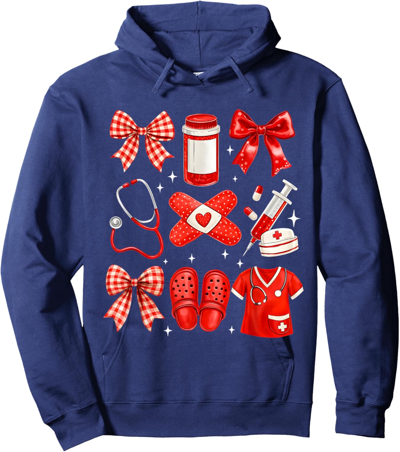 Nurse Valentines Cute Coquette Nursing Hoodie - Hoodie | Navy