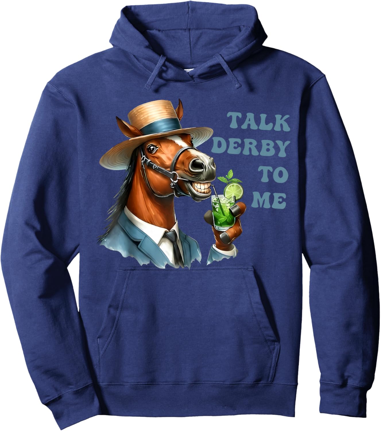 Men's Talk Derby to Me Funny Racing Horse Hoodie - Hoodie | Navy