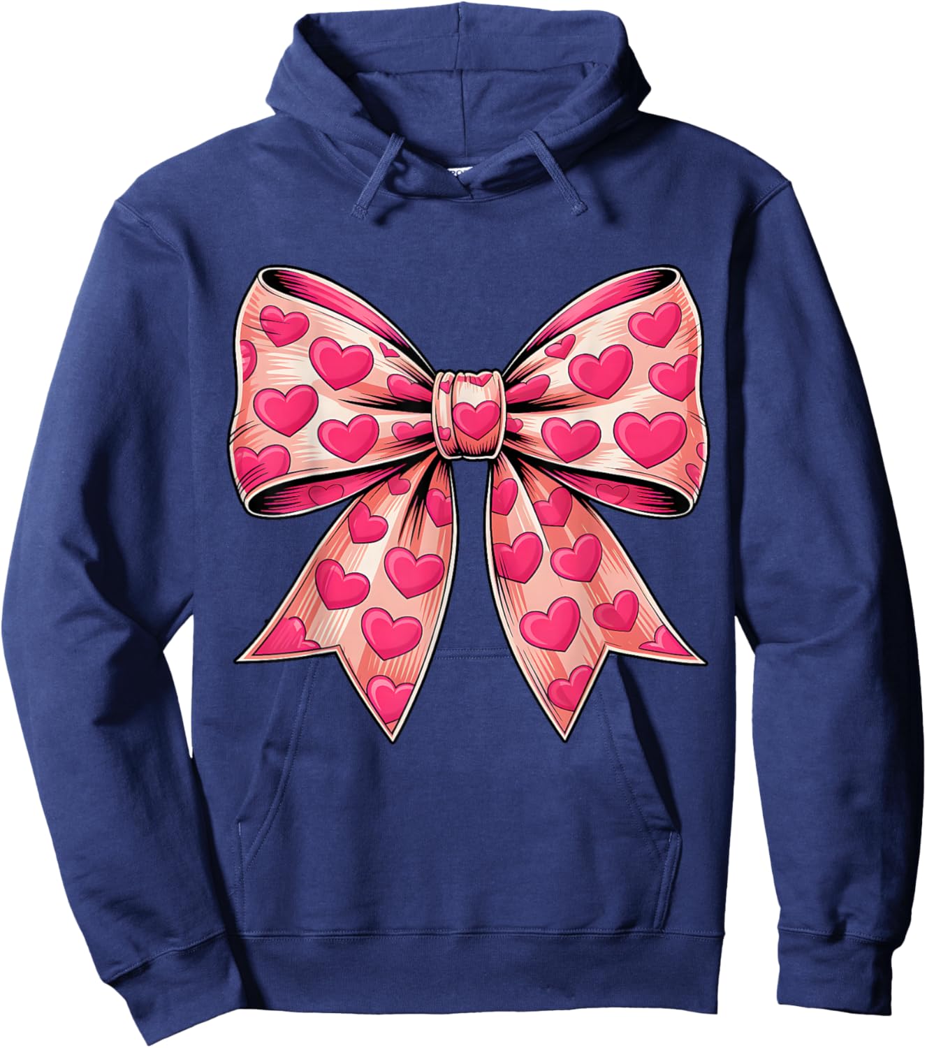 Pink Boquette Bow Happy Valentine Girls Kids Hoodie - Hoodie | Navy