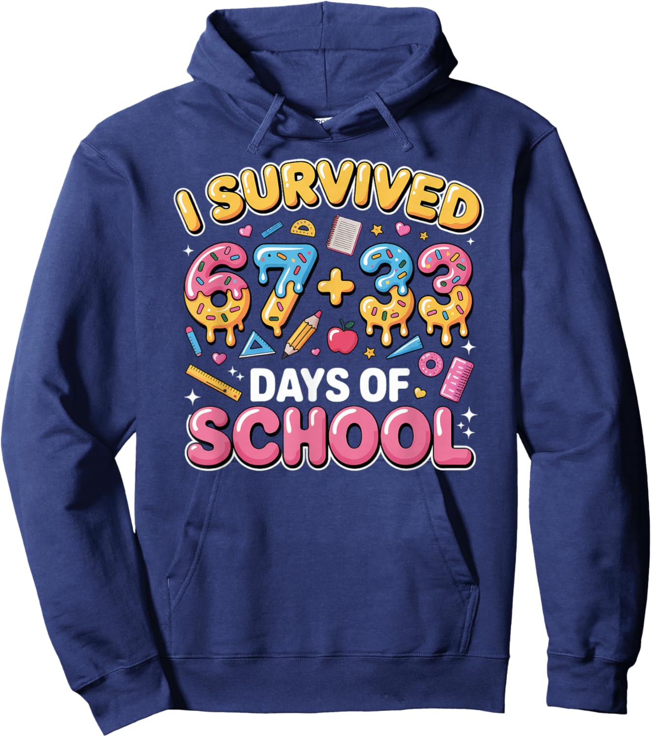 I Survived 67 33 Days of School 100 Days Hoodie - Hoodie | Navy