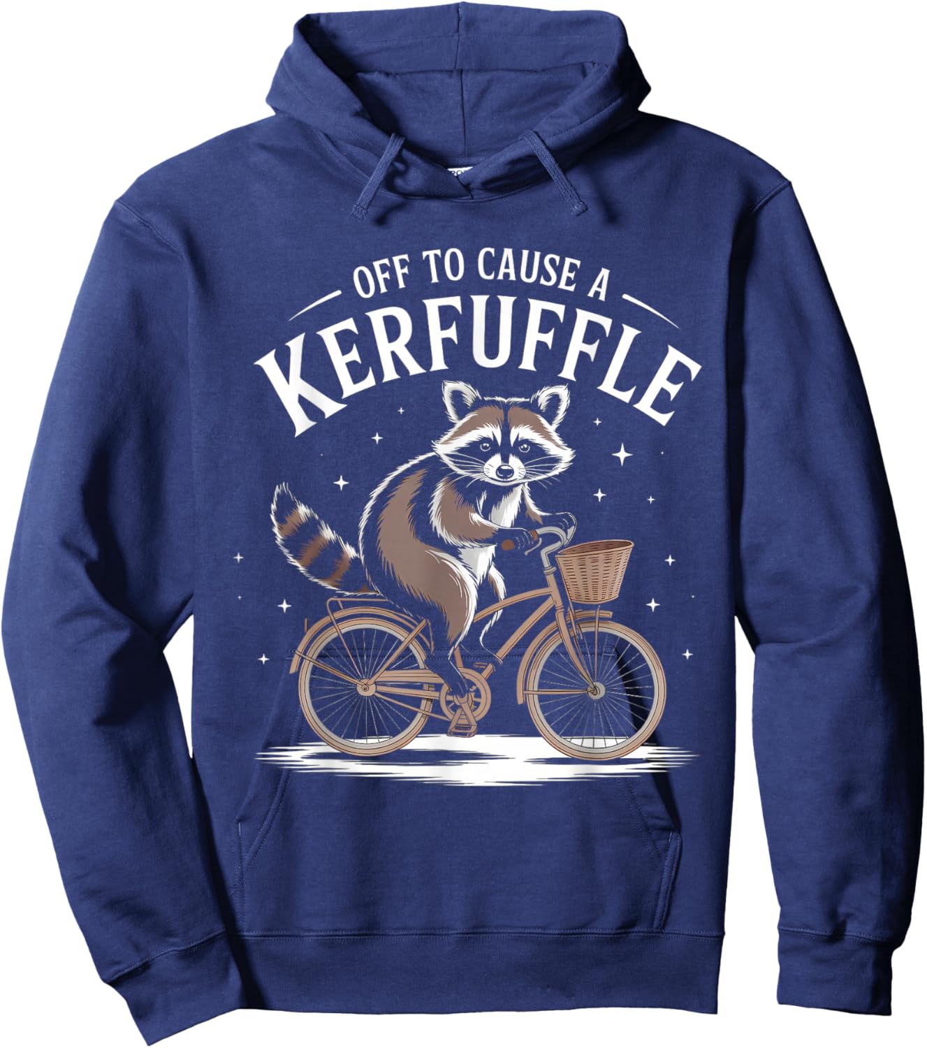 Off to Cause a Kerfuffle Raccoon on Bike Hoodie - Hoodie | Navy