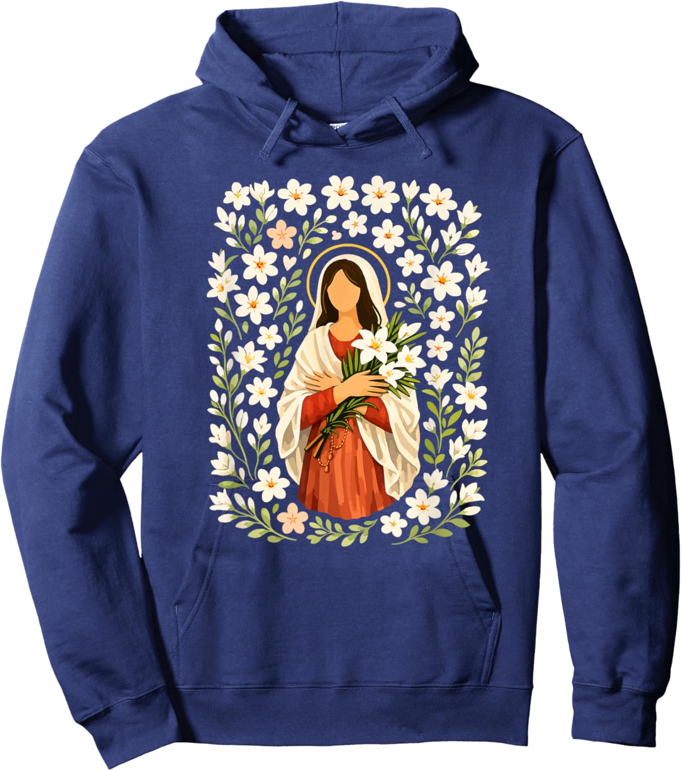 St Maria Goretti Lillies Artwork Catholic Hoodie - Hoodie | Navy