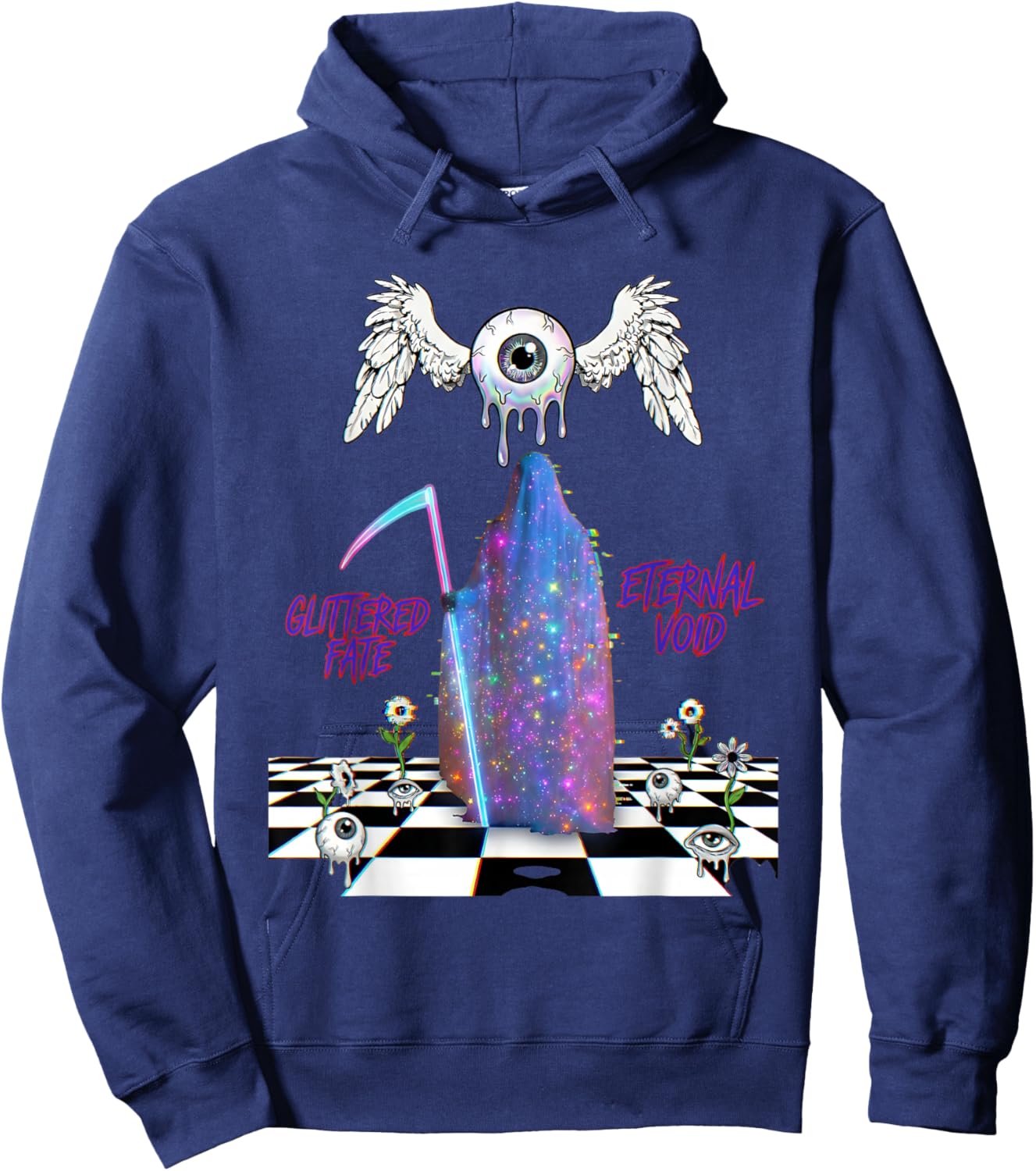 Weirdcore Grim Reaper Galaxy Eye Art Dreamcore Hoodie - Hoodie | Navy