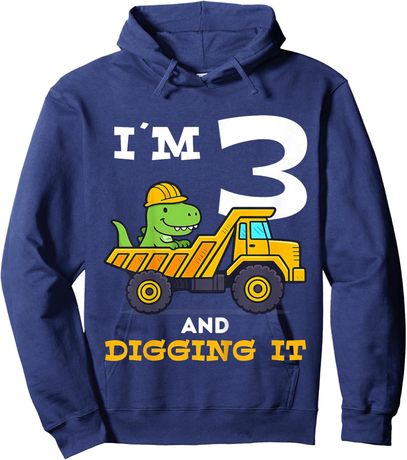 Dinosaur 3rd Birthday Construction Hoodie - Hoodie | Navy