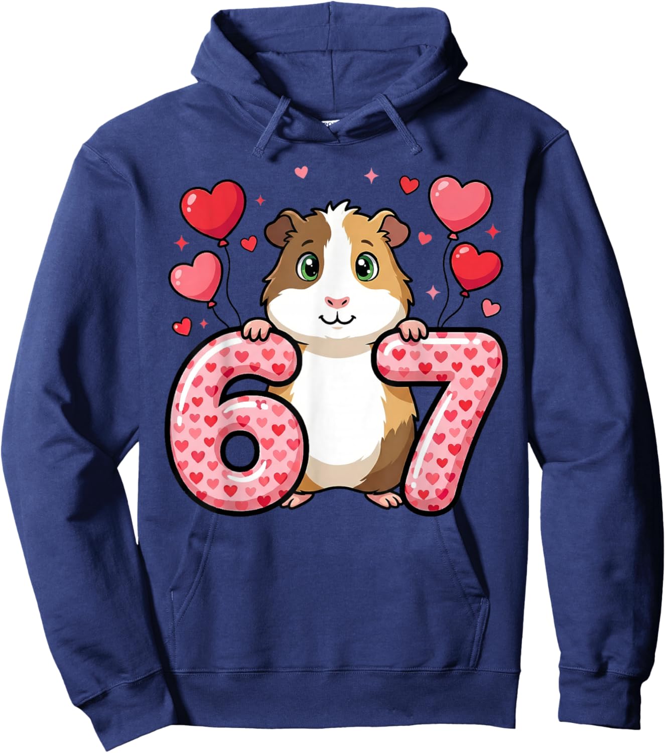 Cute 67 Heart Guinea Pig Love Hoodie - Hoodie | Navy