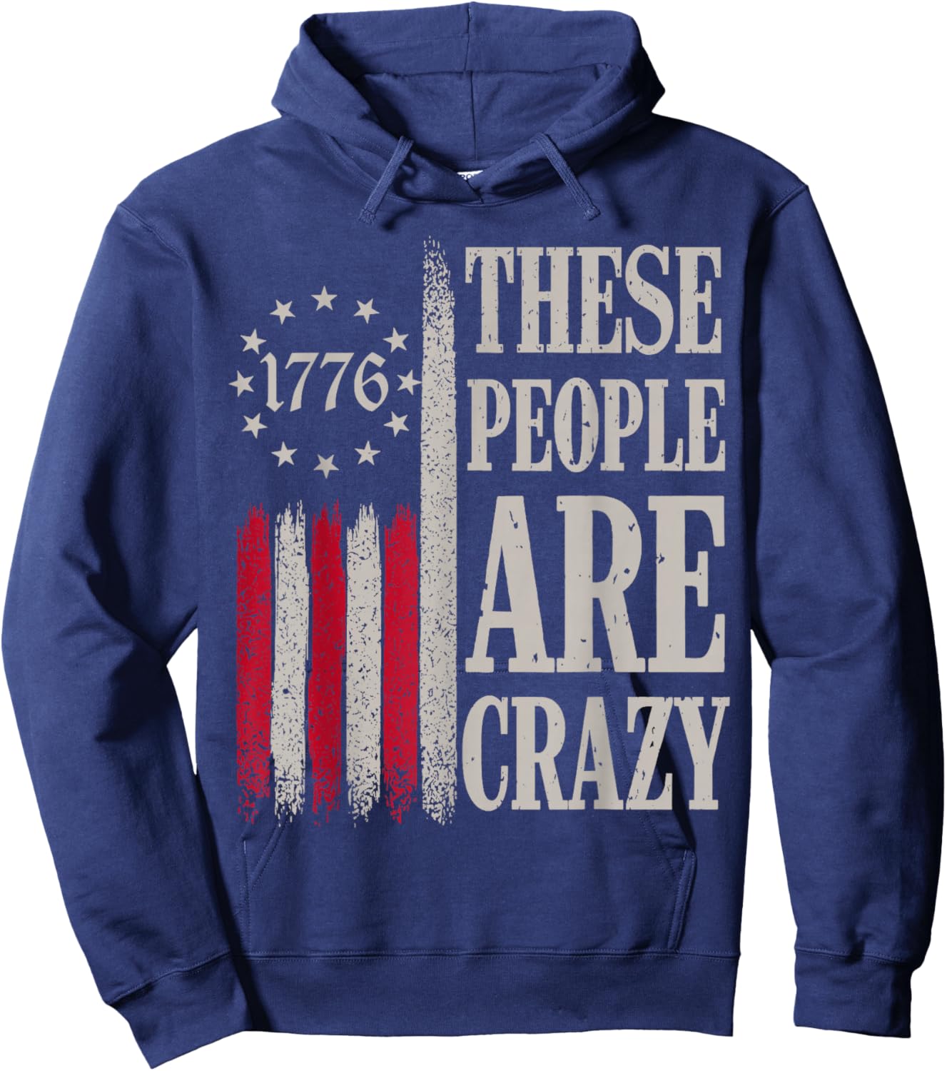 These People are Crazy Flag Retro Vintage Hoodie - Hoodie | Navy