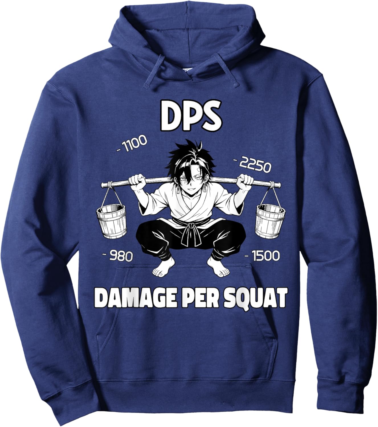 Funny Gym Anime Manga Gamer DPS Squat Hoodie - Hoodie | Navy