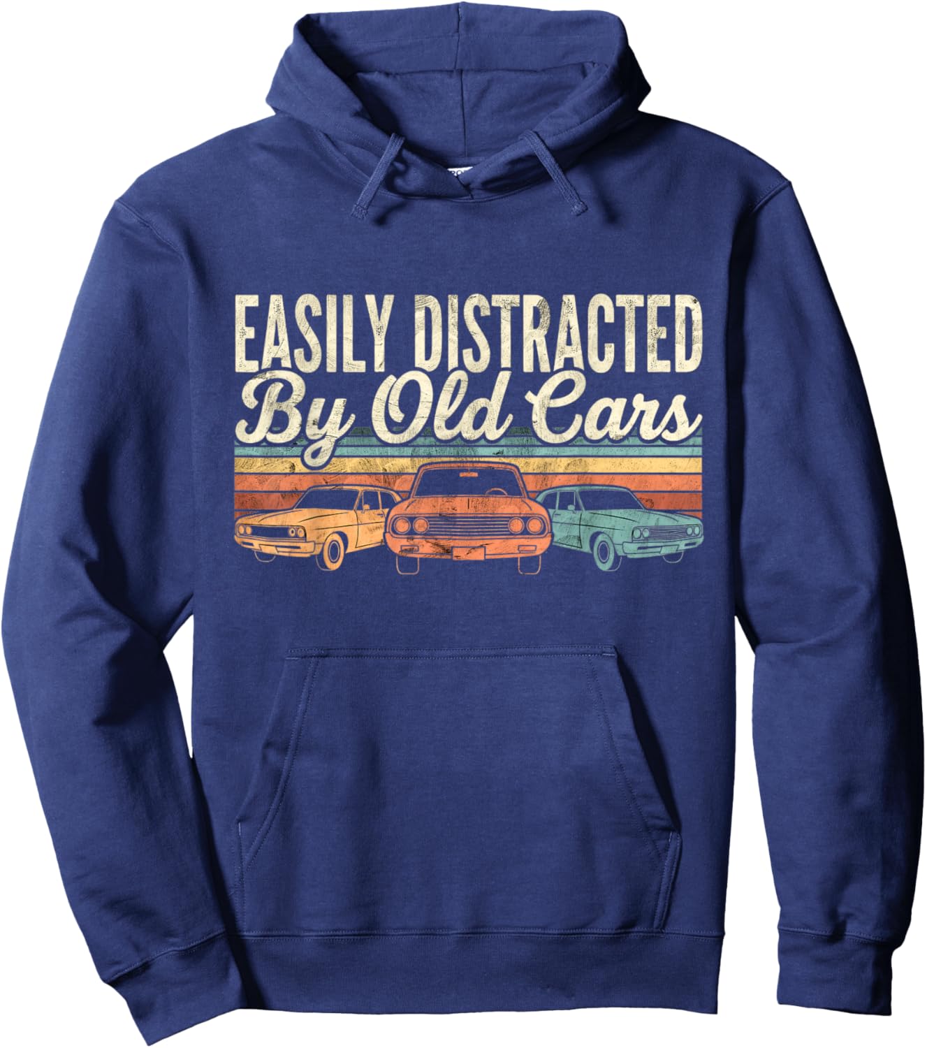 Easily Distracted by Old Cars Classic Car Guy Hoodie - Hoodie | Navy