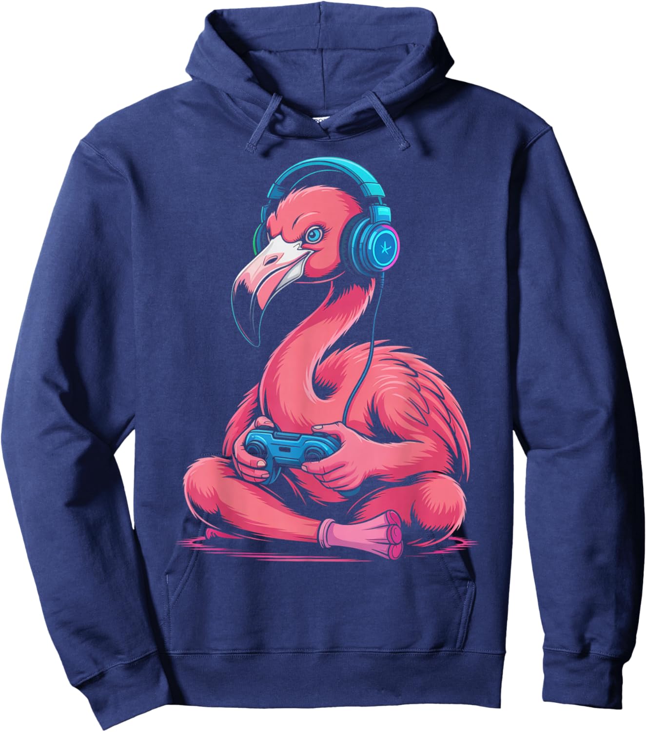 Flamingo Gamer Headphone Video Game Hoodie - Hoodie | Navy