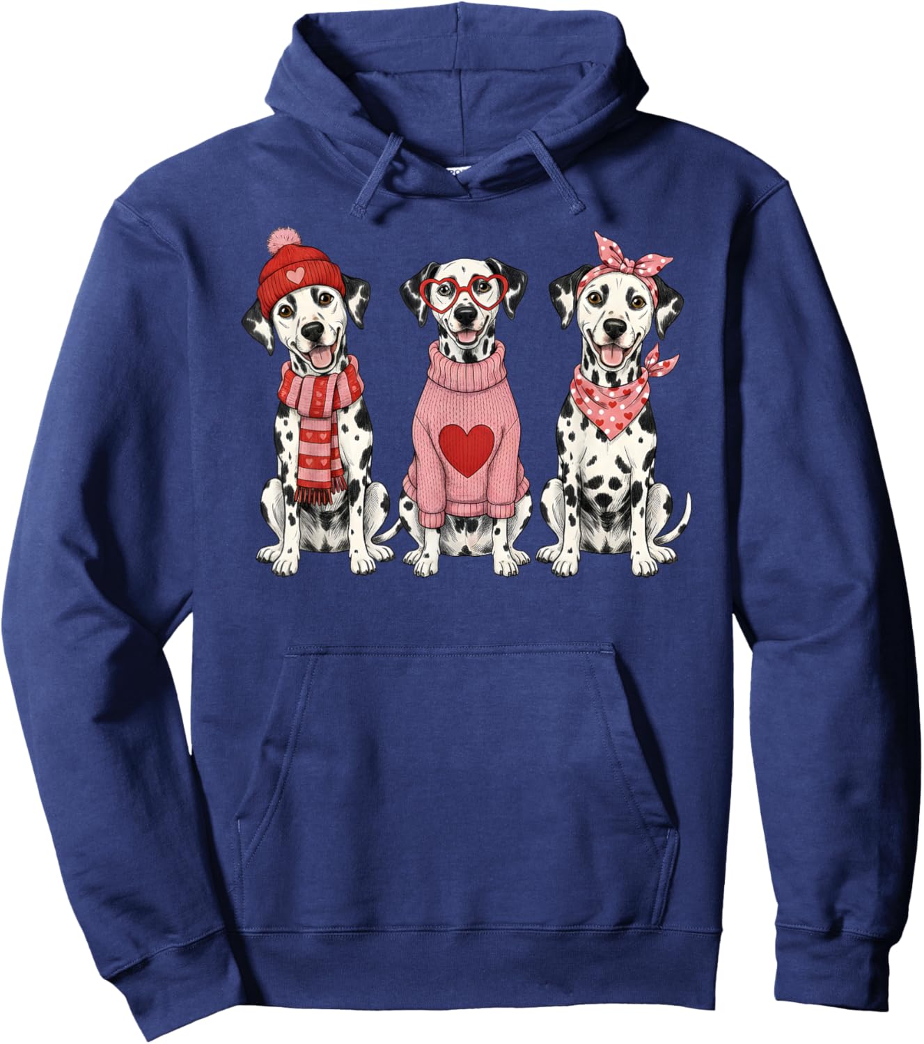 Cute Dalmatian Valentine Dog Hoodie - Hoodie | Navy