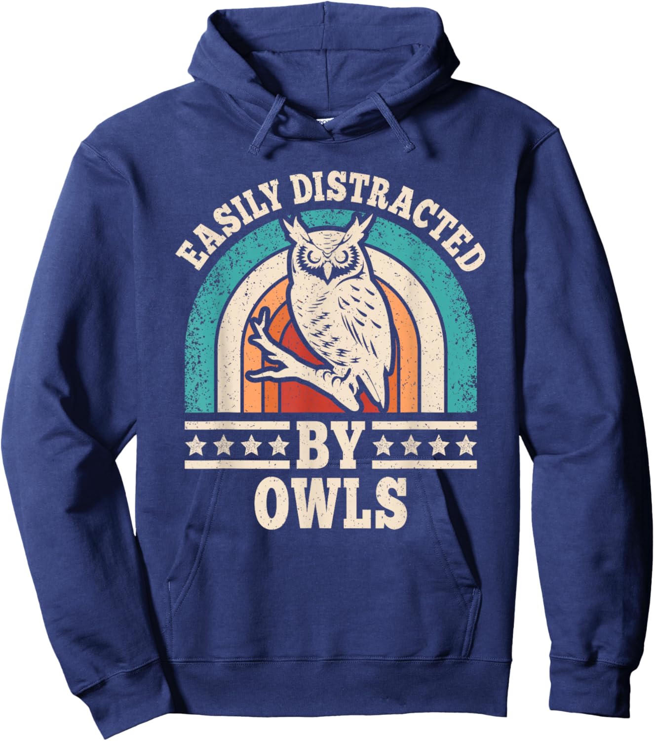 Easily Distracted by Owls Retro Owl Men Women Hoodie - Hoodie | Navy