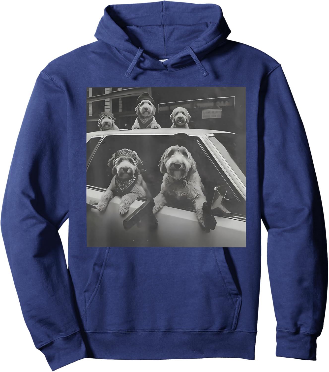 Funny Dog Gang Vintage Goldendoodle Meme Hoodie - Hoodie | Navy