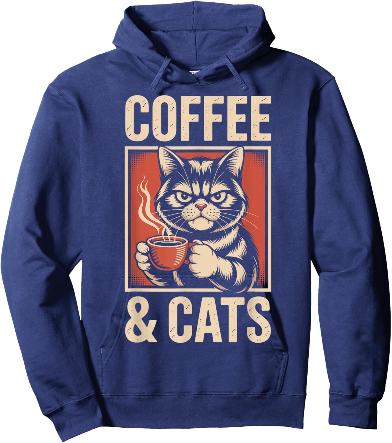 Coffee and Cats Hoodie - Hoodie | Navy