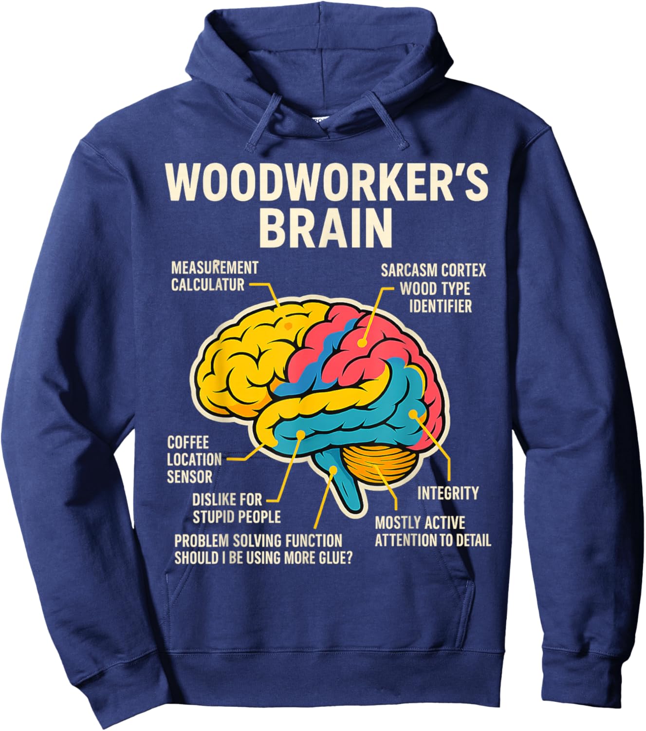 Woodworker's Brain Funny Woodworking Carpenter Hoodie - Hoodie | Navy