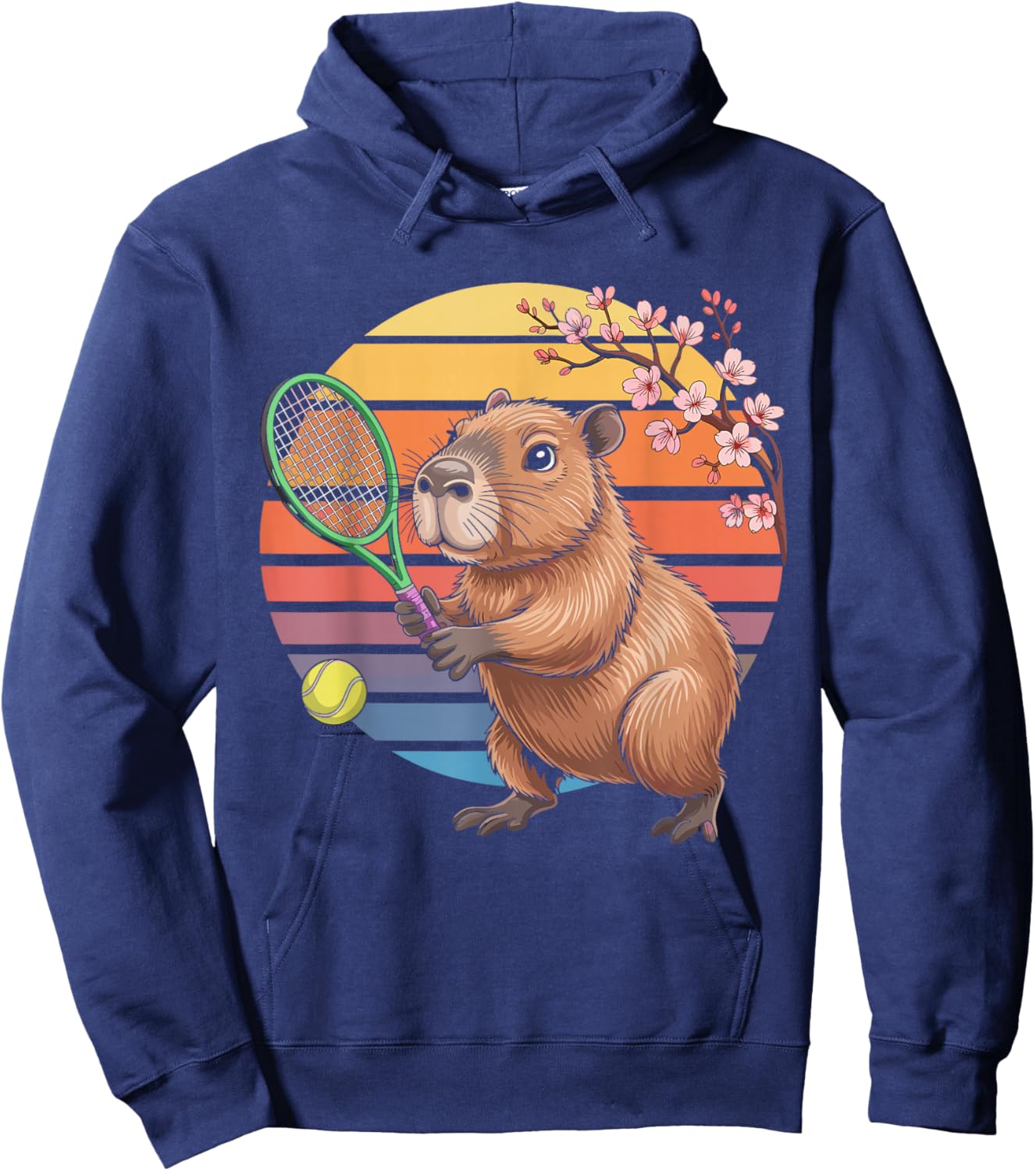 Funny Tennis Capybara Hoodie - Hoodie | Navy
