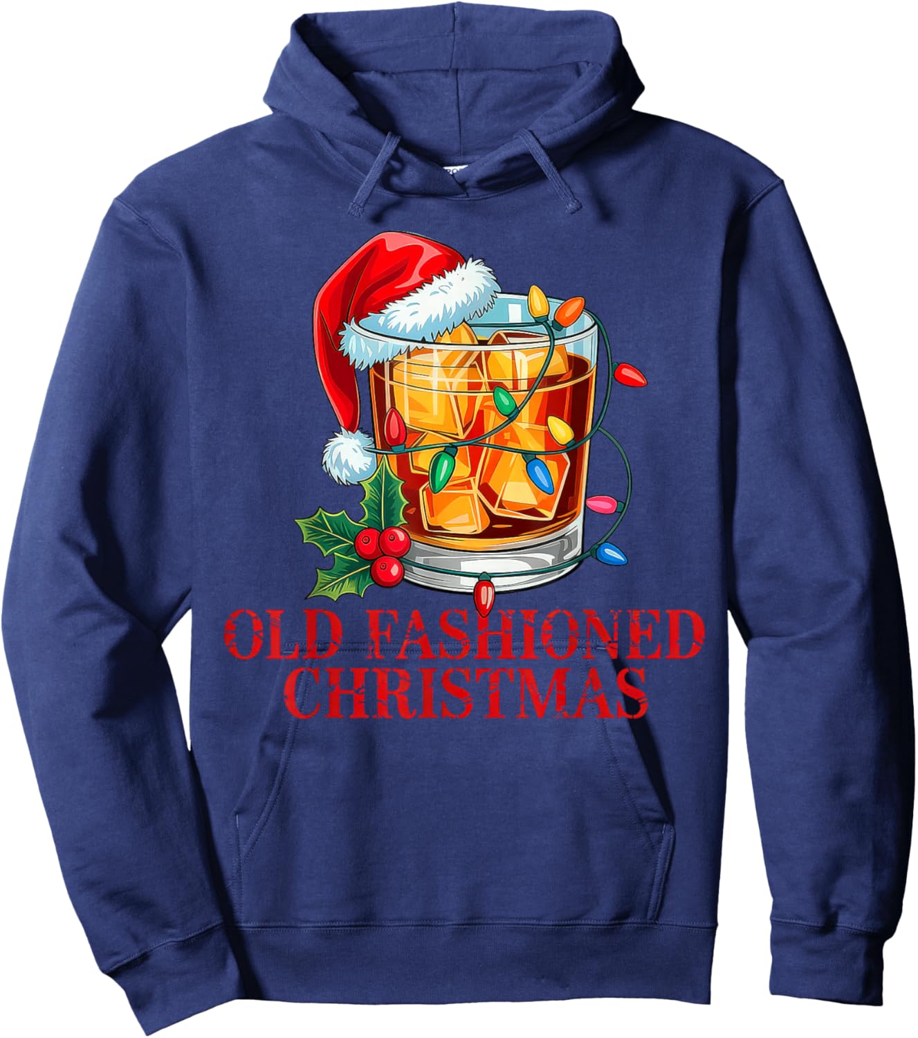 Old Fashioned Whiskey Christmas Hoodie - Hoodie | Navy