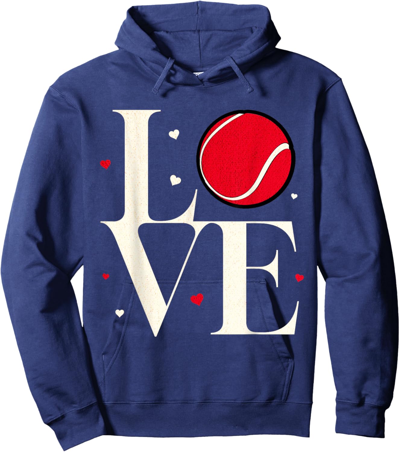 Love Tennis Valentines Day Cute Red Heart Hoodie - Hoodie | Navy