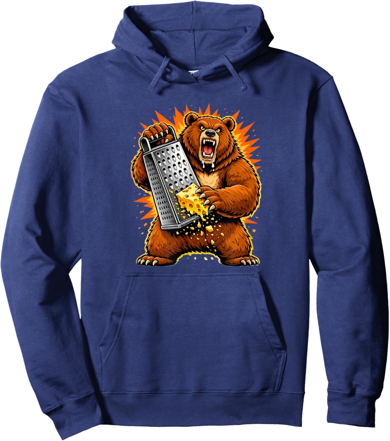 Angry Bear Grating Cheese Grater Hater Hoodie - Hoodie | Navy