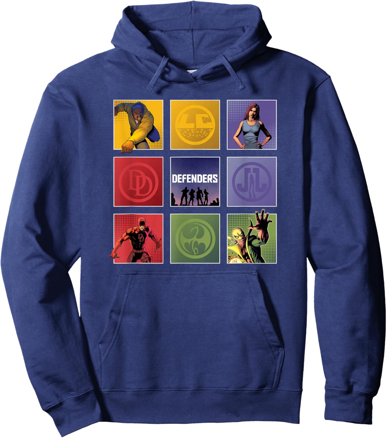 Marvel Comics The Defenders Colorful Boxed Up Hoodie - Hoodie | Navy