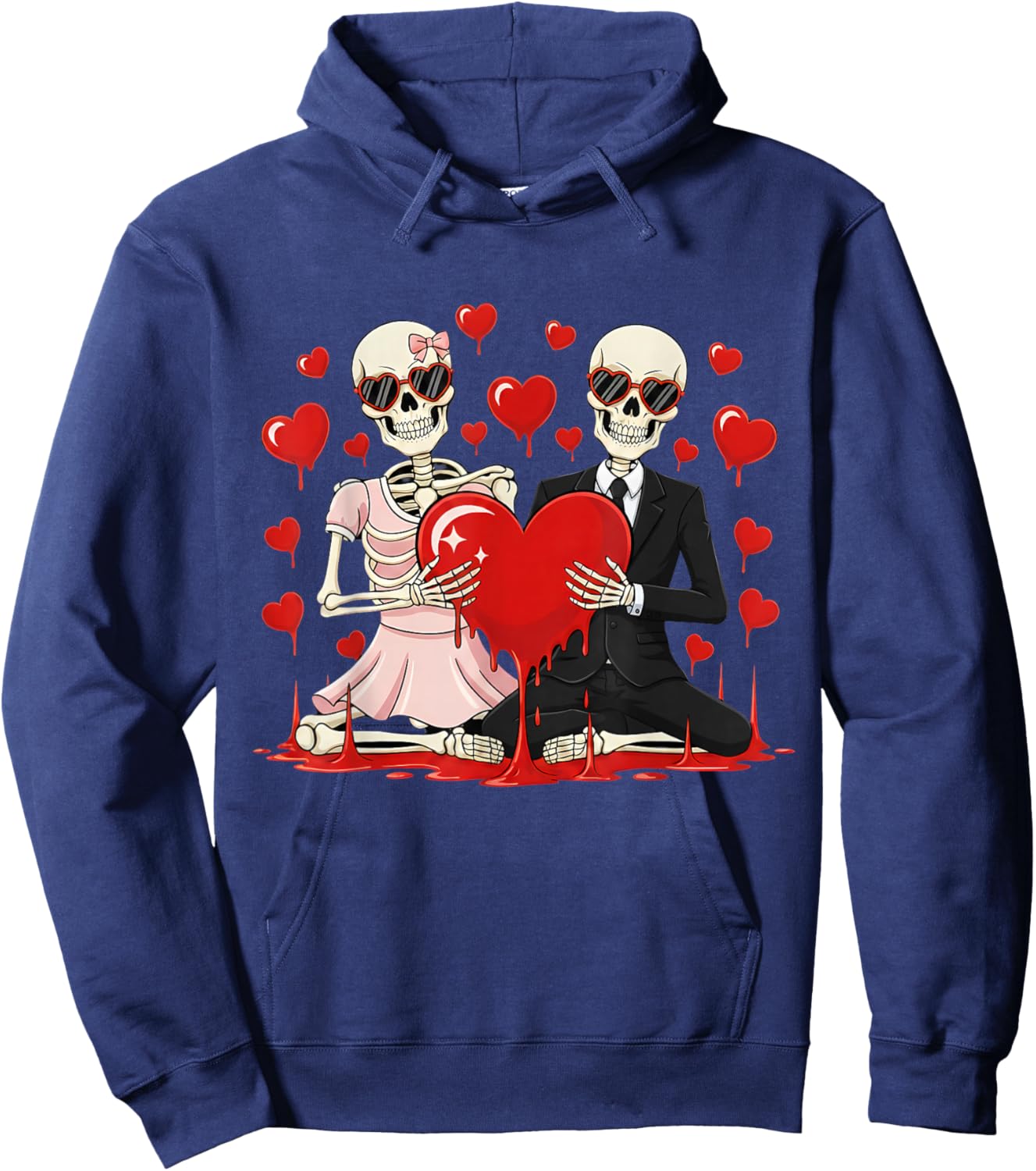 Valentine Skeleton Lover Cute Valentines Day Hoodie - Hoodie | Navy