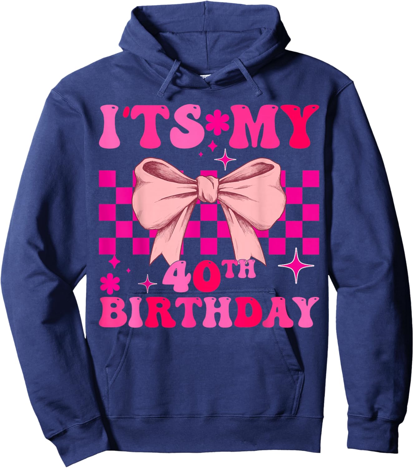 Groovy It’s My 40th Birthday Coquette Bow Girls Hoodie - Hoodie | Navy