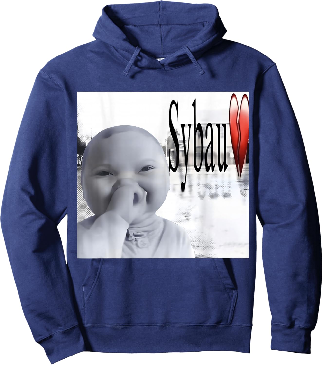 Funny AI Baby Laughing Meme SYBAU Brainrot Hoodie - Hoodie | Navy