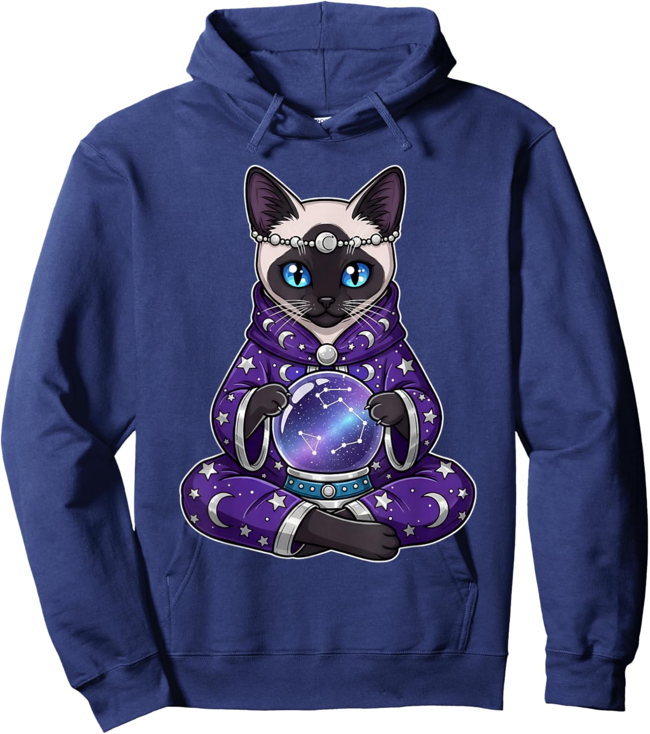 Celestial Cat Oracle Tarot Card Mystical Cats Hoodie - Hoodie | Navy
