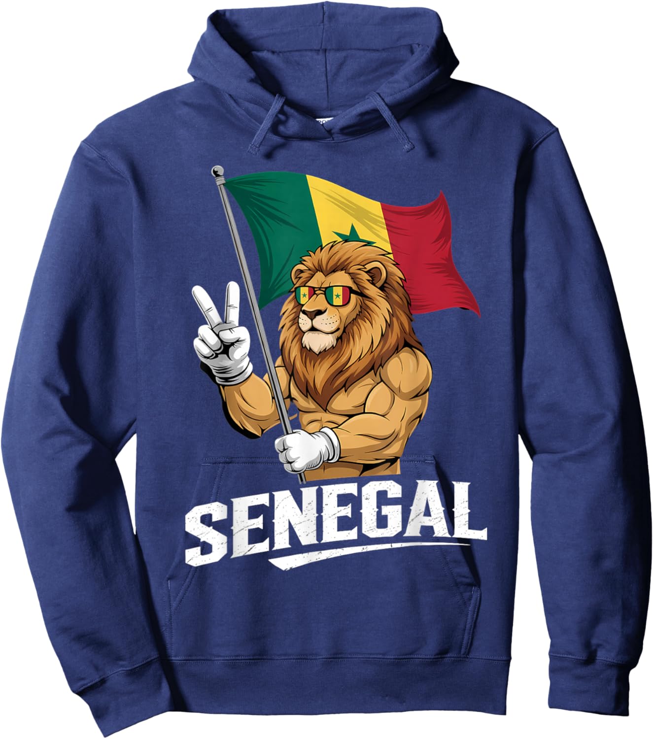Senegal Roots Lion Senegalese Flag Hoodie - Hoodie | Navy