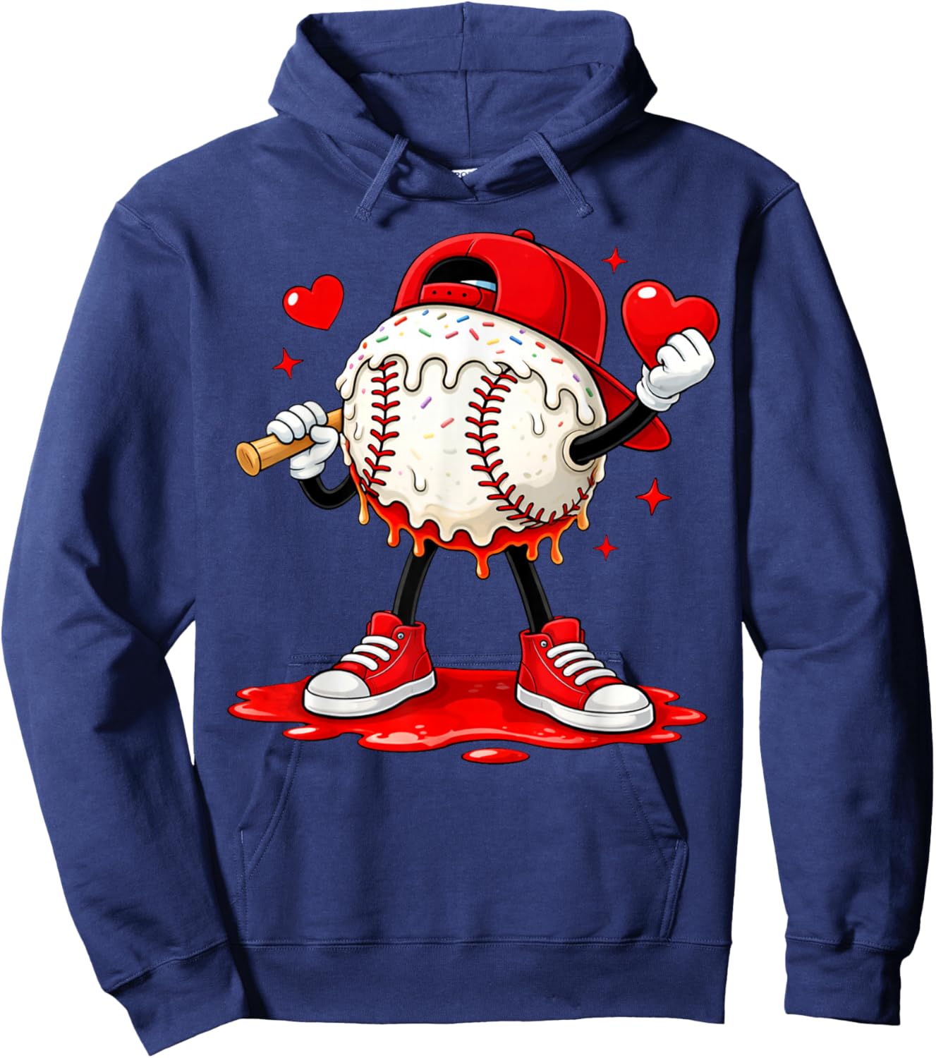 Kids Valentine Baseball Boys Valentines Day Hoodie - Hoodie | Navy