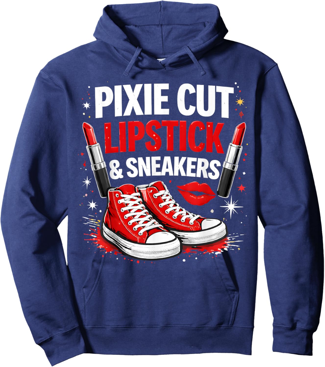 Pixie Cut Lipstick and Sneakers Hoodie - Hoodie | Navy