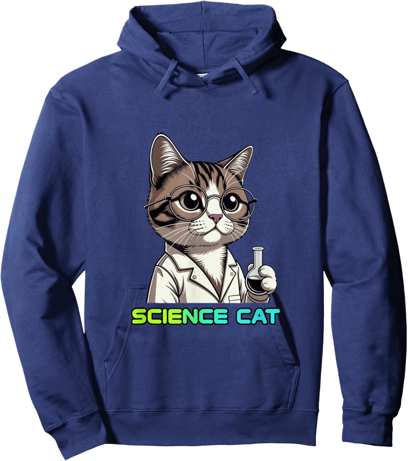 Cute Scientist Cat Laboratory Science Cartoon Hoodie - Hoodie | Navy