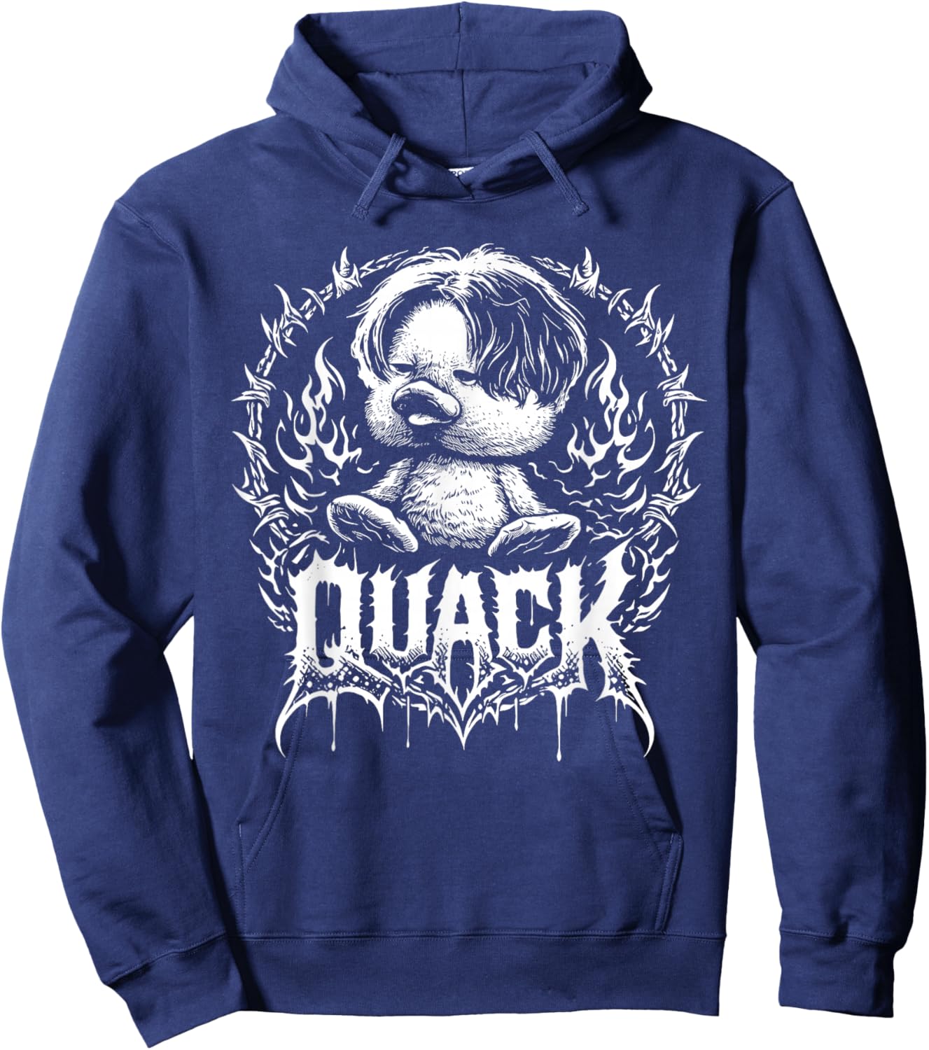 Quack Funny Metal Duck Dark Humor Animal Meme Hoodie - Hoodie | Navy