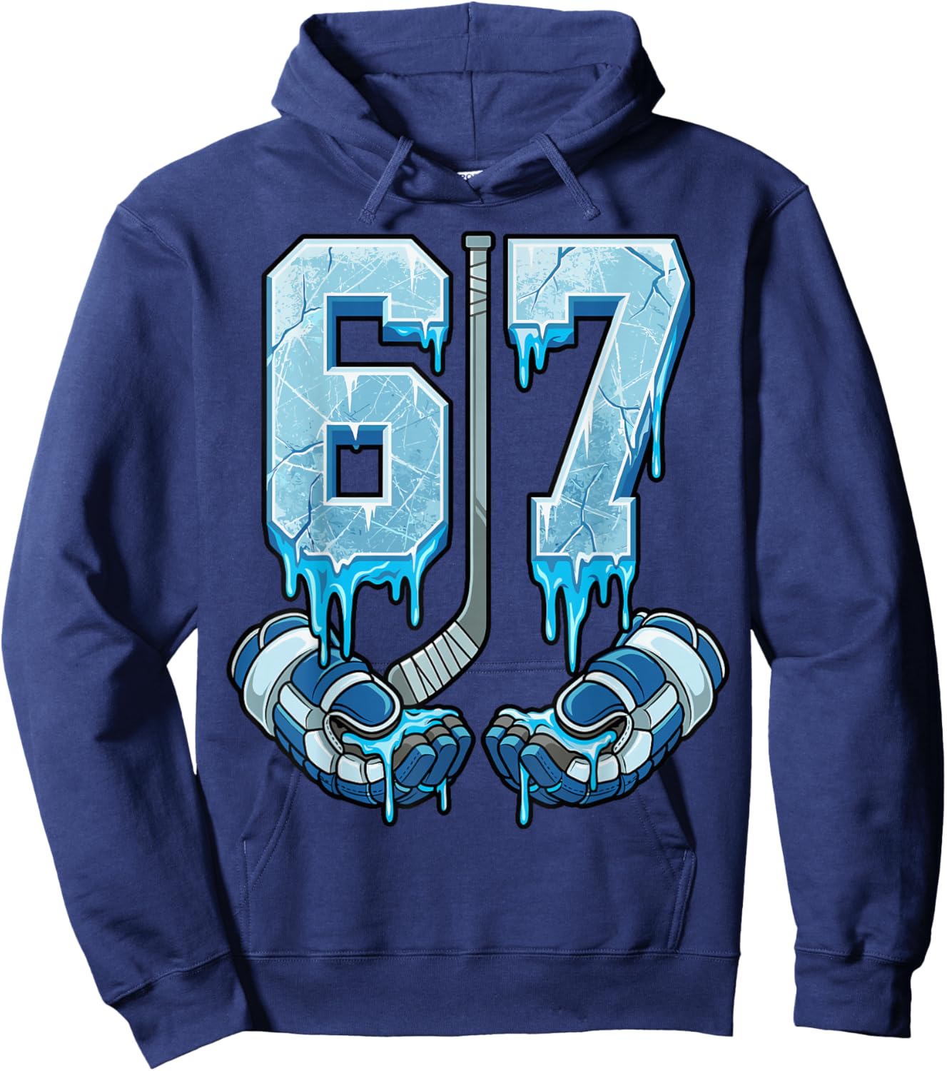 Ice Hockey 67 Drip Meme Six Seven Hoodie - Hoodie | Navy