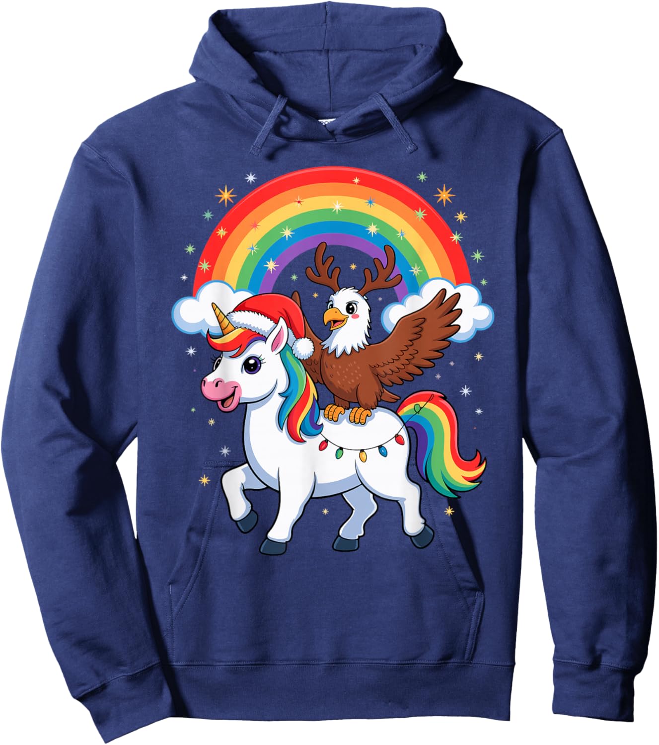 Bald Eagle Unicorn Rainbow Eagles Hoodie - Hoodie | Navy
