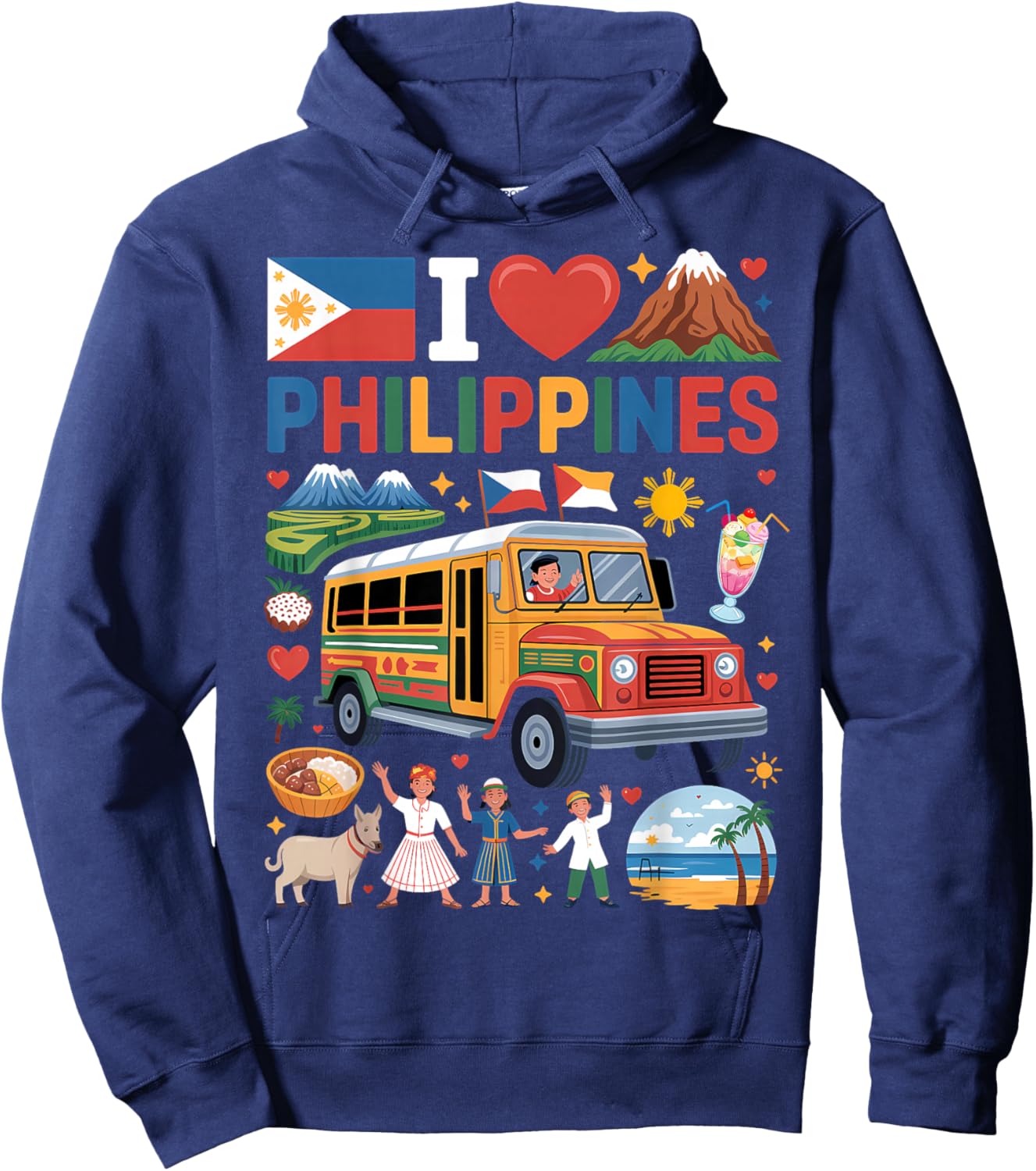I Love Philippines Proud Filipino Roots Hoodie - Hoodie | Navy