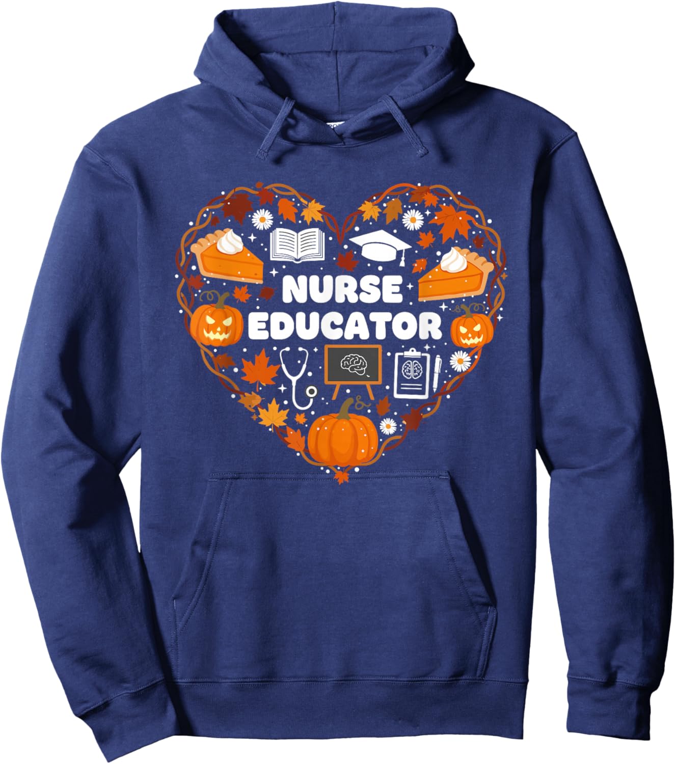 Nurse Educator Heart Autumn Thanksgiving Kids Hoodie - Hoodie | Navy