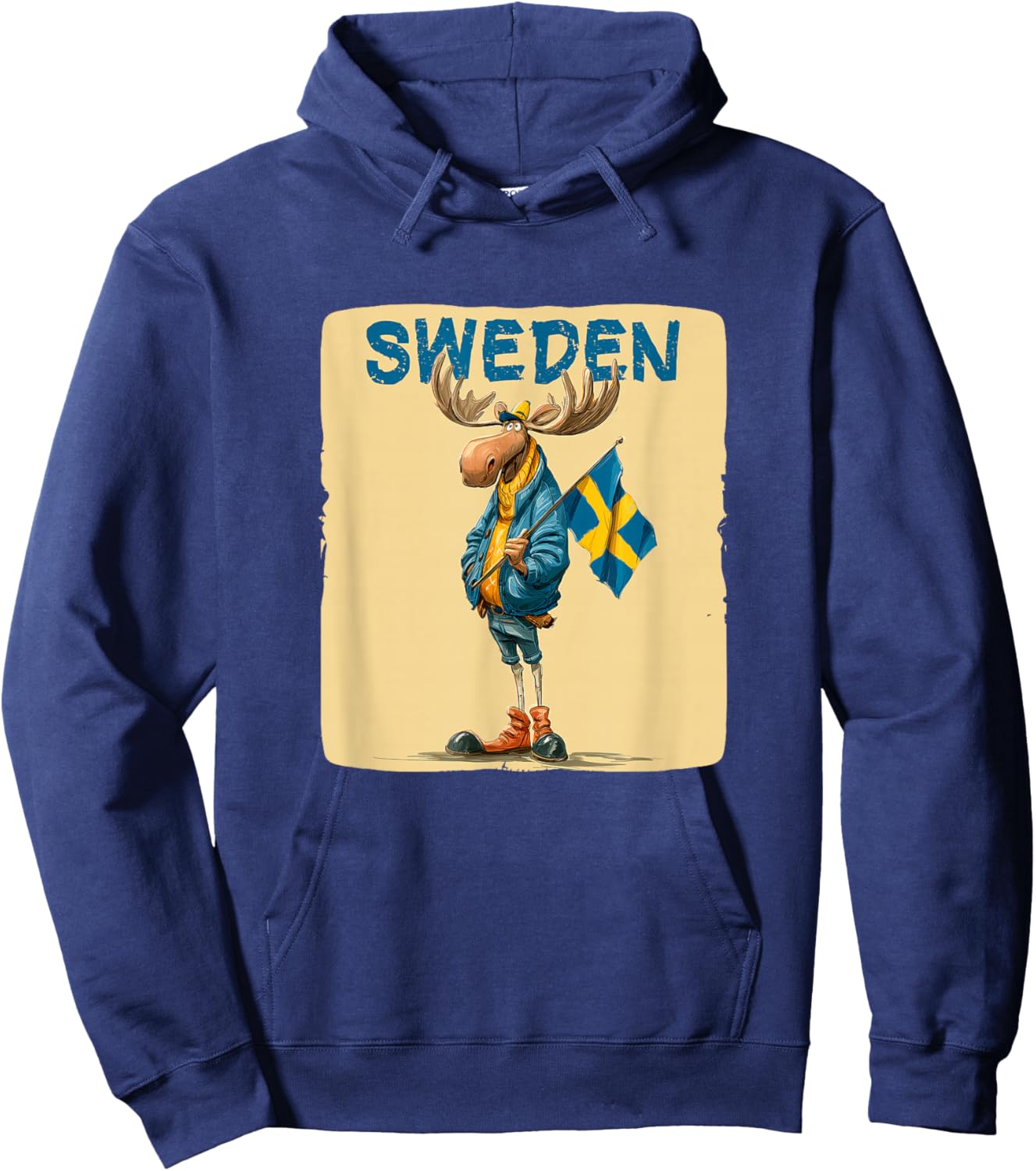 Funny Swedish Moose with Sweden Colors Costume Hoodie - Hoodie | Navy