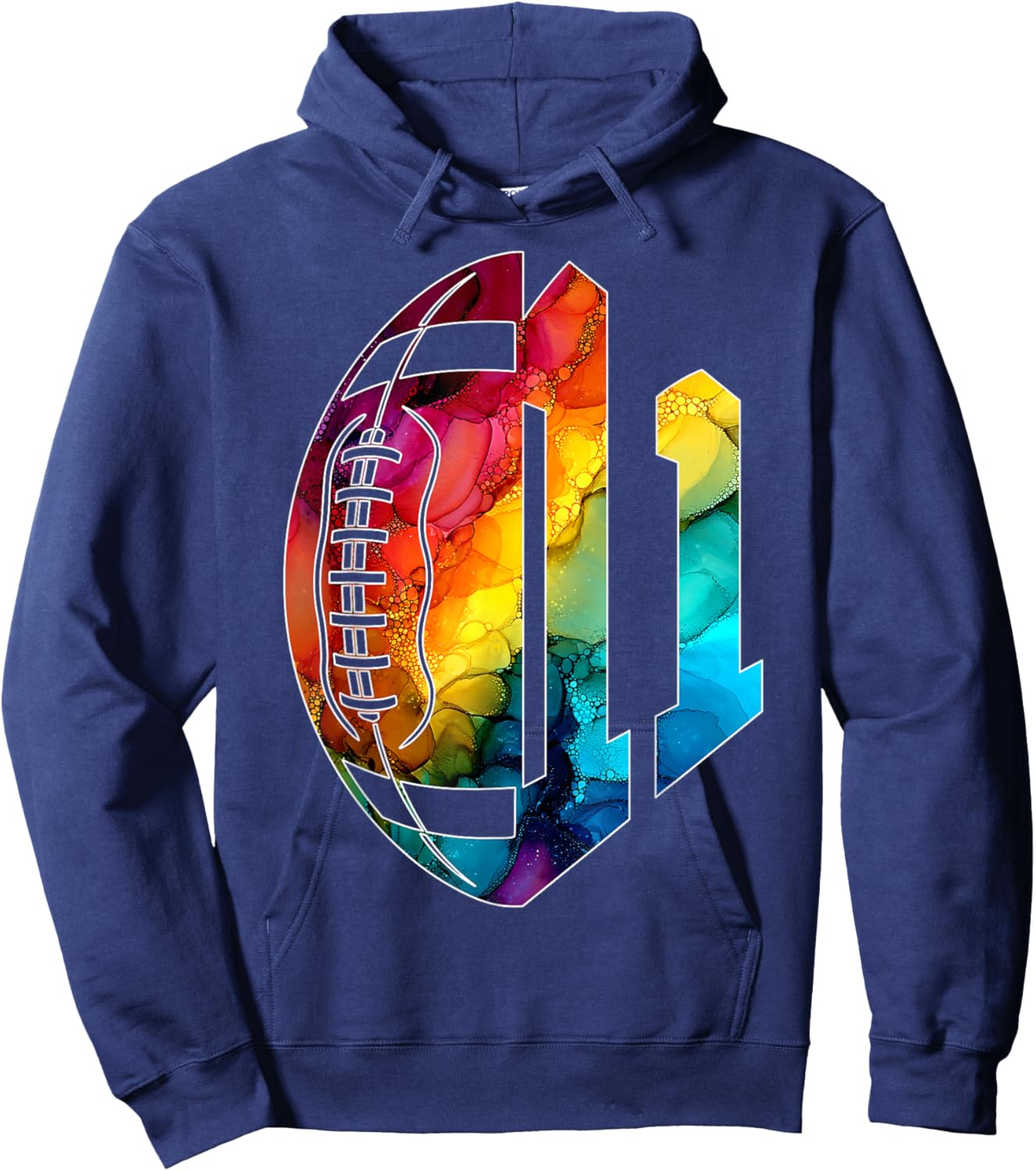 Number 11 Years Football 11TH Birthday Hoodie - Hoodie | Navy